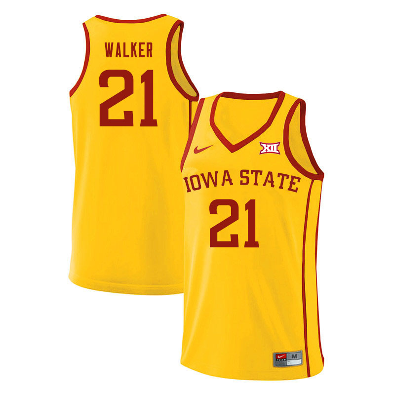 Men #21 Jaden Walker Iowa State Cyclones College Basketball Jerseys Sale-Yellow